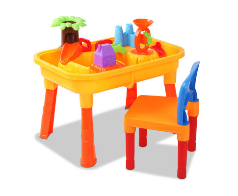Keezi Kids Sandpit Pretend Play Set Sand Water Table Chair Outdoor Beach Toy