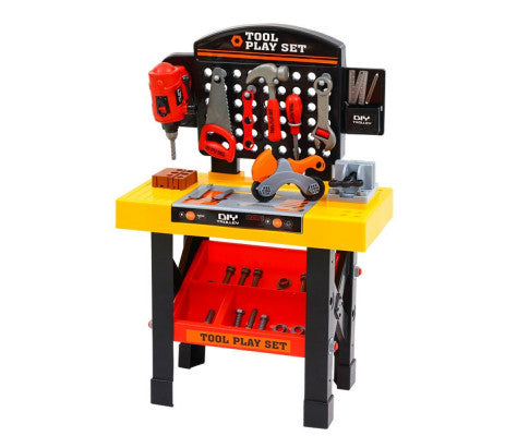 Keezi Kids Pretend Workbench DIY Tools 54 Piece Children Role Play Toys Black