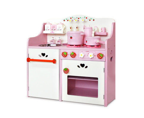Wooden Kitchen Play Set - Pink by Keezi