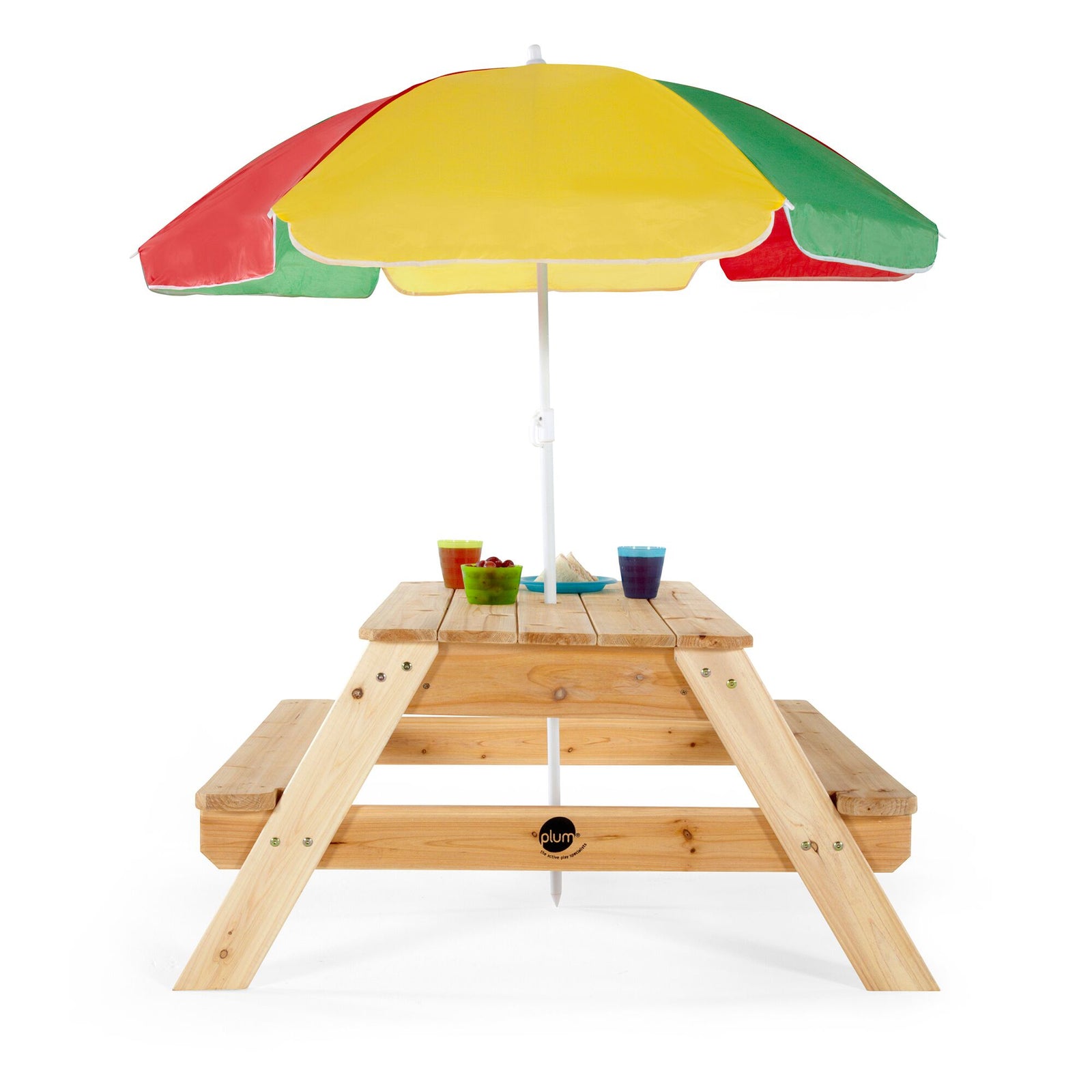 Picnic Table with Umbrella (Natural) by Plum Play