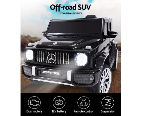 Kids Electric Ride On Car Mercedes-Benz Licensed AMG G63 Toy Cars 12V Black with Free Customized Plates