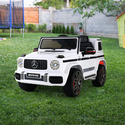 Kids Electric Ride On Car Mercedes-Benz Licensed AMG G63 Toy Cars Remote White with Free Customized Plates