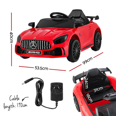 Kids Electric Ride On Car Mercedes-Benz AMG GTR Licensed Toy Cars Remote Red with Free Customized Plates