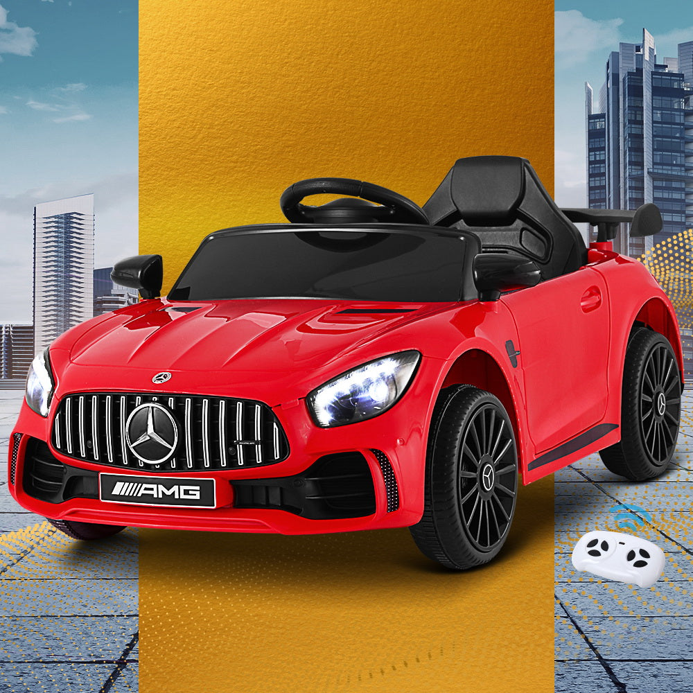 Kids Electric Ride On Car Mercedes-Benz AMG GTR Licensed Toy Cars Remote Red with Free Customized Plates