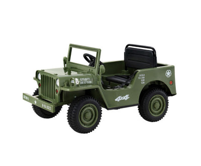 Rigo Kids Electric Ride On Car Jeep Military Off Road Toy Cars Remote 12V Olive with Free Customized Plates