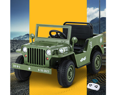 Rigo Kids Ride On Car Off Road Military Toy Cars 12V - Olive with Free Customized Plate