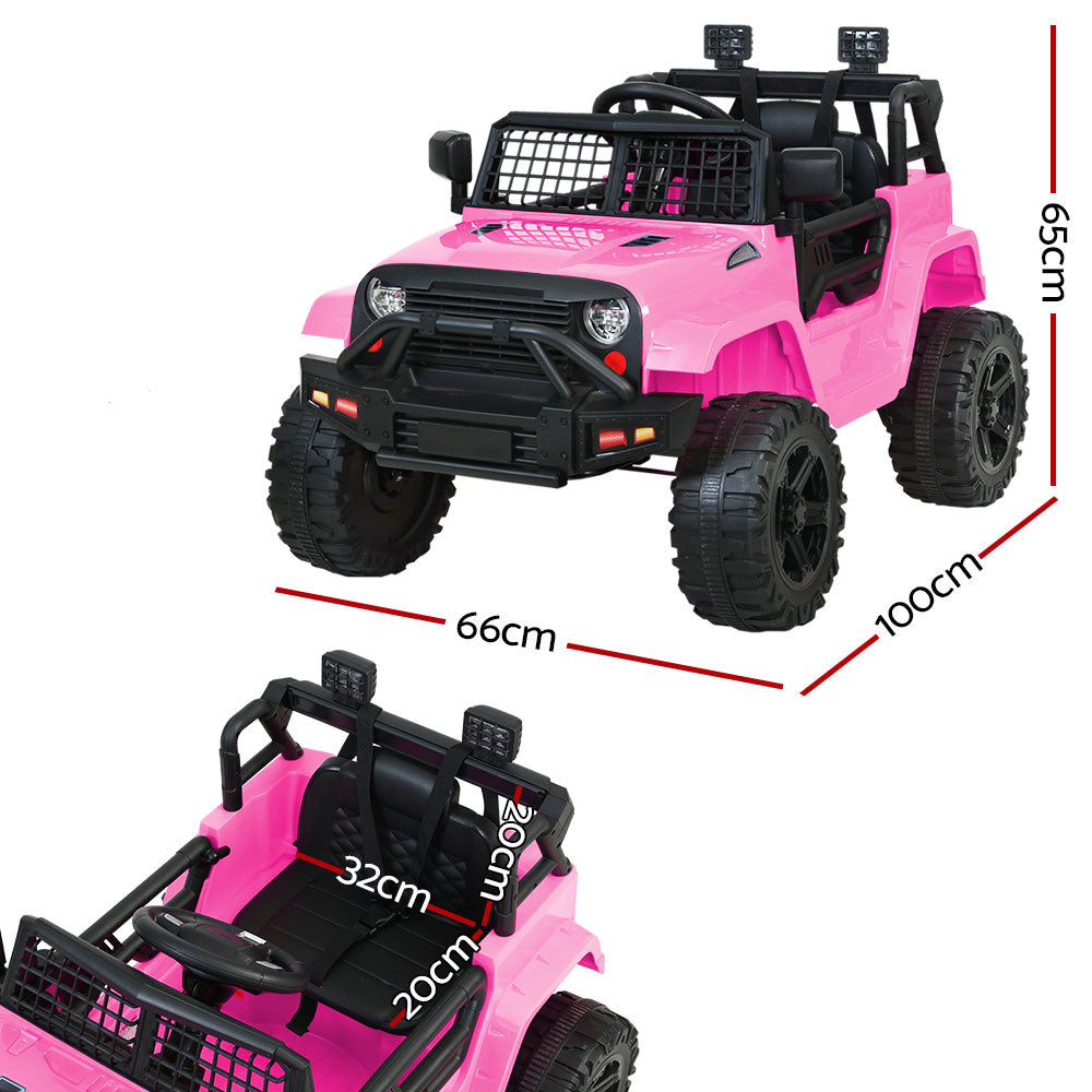 Rigo Kids Electric Ride On Car Jeep Toy Cars Remote 12V Pink with Free Customized Plates