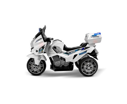 Rigo Kids Ride On POLICE Motorbike - White with Free Customized Plate