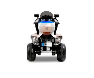 Rigo Kids Ride On POLICE Motorbike - White with Free Customized Plate