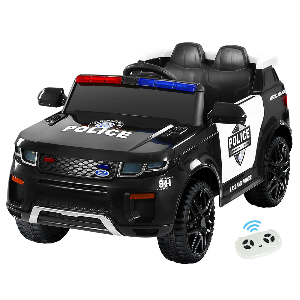 Rigo Kids Electric Ride On Patrol Police Car Range Rover-inspired Remote Black with Free Customized Plates