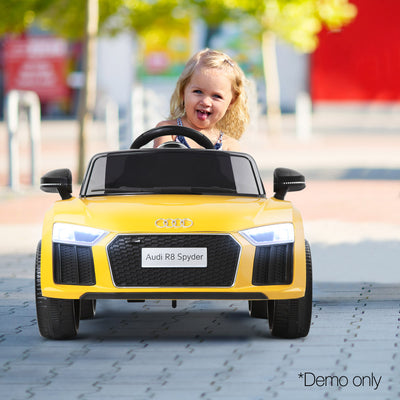 Rigo Kids Ride On (Audi R8 Replica) - Yellow with Free Customized Plate