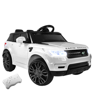 Rigo Kids Electric Ride On Car SUV Range Rover-inspired Cars Remote 12V White with Free Customized Plates