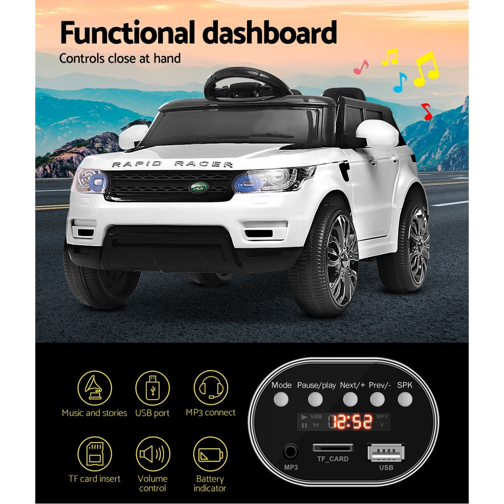Rigo Kids Electric Ride On Car SUV Range Rover-inspired Cars Remote 12V White with Free Customized Plates