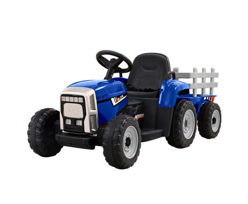 Rigo Ride On Car Tractor with Trailer Electric Cars 12V Blue