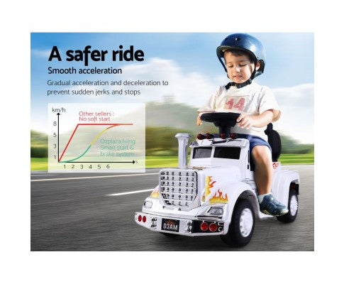 Rigo Kids Electric Ride On Car Truck Motorcycle Motorbike Toy Cars 6V White