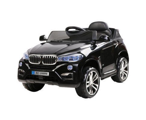 Rigo Kids Electric Ride On Car SUV BMW-Inspired X5 Toy Cars Remote 6V Black with Free Customized Plates