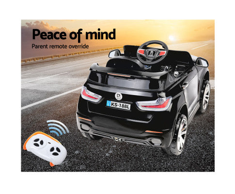 Rigo Kids Electric Ride On Car SUV BMW-Inspired X5 Toy Cars Remote 6V Black with Free Customized Plates