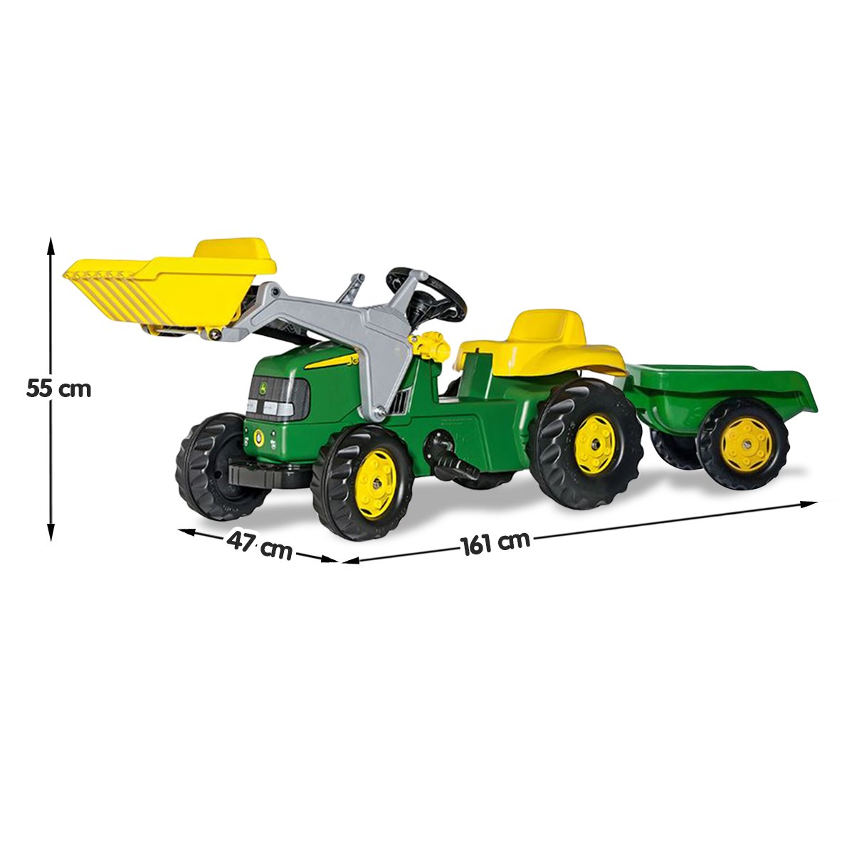 John Deere Rolly Kids RT023110 Ride on Tractor with Trailer & Loader