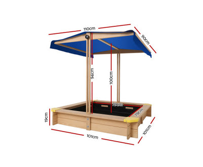 Wooden Outdoor Sand Box Set Sand Pit 110 - Natural Wood by Keezi