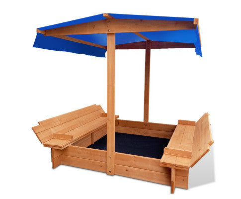 Wooden Outdoor Sand Box Set Sand Pit- Natural Wood by Keezi