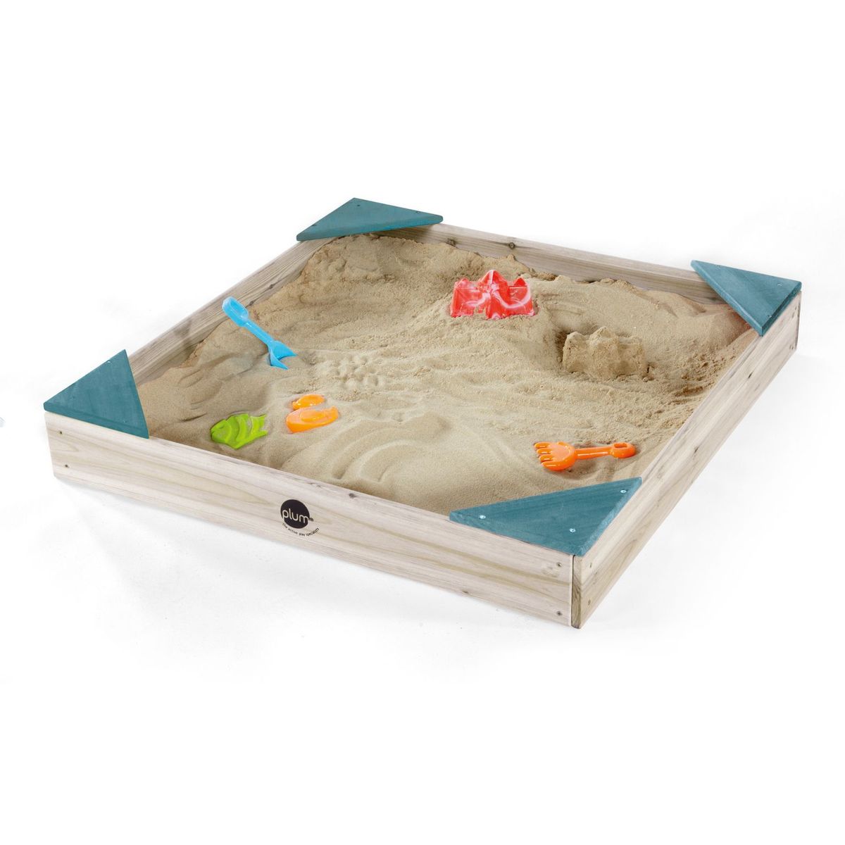 Square Wooden Sandpit - Teal by Plum Play