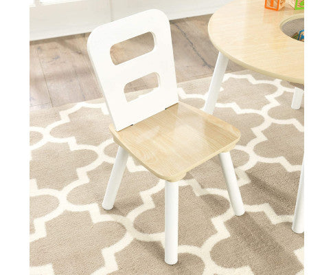 Round Table and 2 Chair Set for children (White Natural)