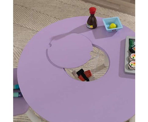 Round Table and 2 Chair Set for children (Lavender)