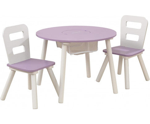 Round Table and 2 Chair Set for children (Lavender)
