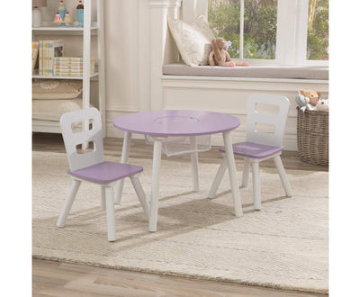 Round Table and 2 Chair Set for children (Lavender)