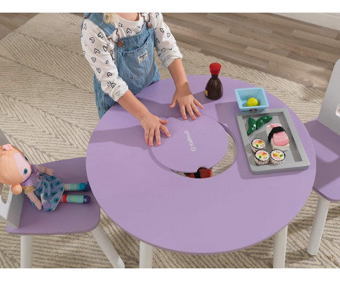 Round Table and 2 Chair Set for children (Lavender)