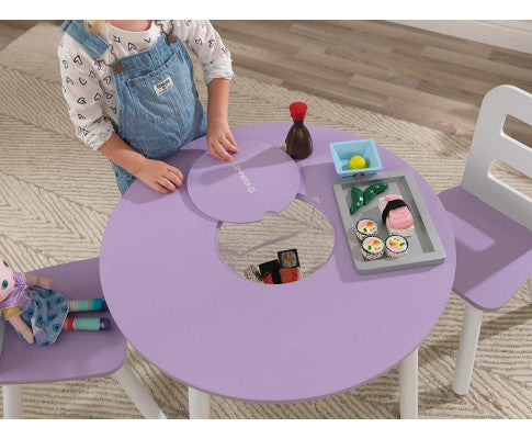 Round Table and 2 Chair Set for children (Lavender)