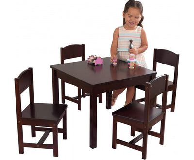 Farmhouse Table & 4 Chair Set (Brown)