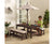 Outdoor Table & Bench Set with Cushions & Umbrella (Brown)