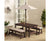 Outdoor Table & Bench Set with Cushions & Umbrella (Brown)