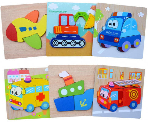 6 Pack Wooden Jigsaw Puzzle for Toddlers
