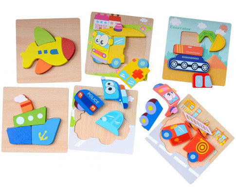 6 Pack Wooden Jigsaw Puzzle for Toddlers