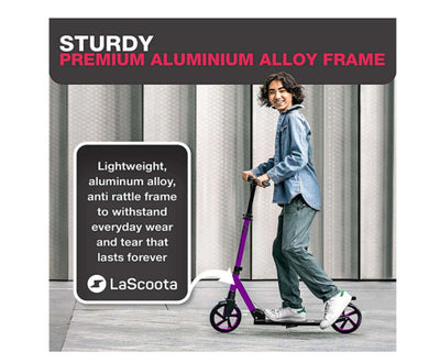 Lascoota Pulse Kick Push Commuter Scooter for Teen and Adult - Plum