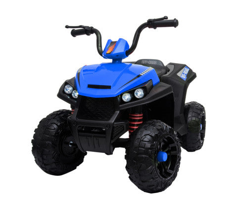 Rovo Kids Ride-On ATV Quad Bike - Black/Blue with Free Customized Plate