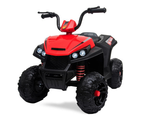 Rovo Kids Ride-On ATV Quad Bike - Black/Red with Free Customized Plate