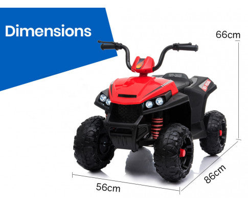 Rovo Kids Ride-On ATV Quad Bike - Black/Red with Free Customized Plate