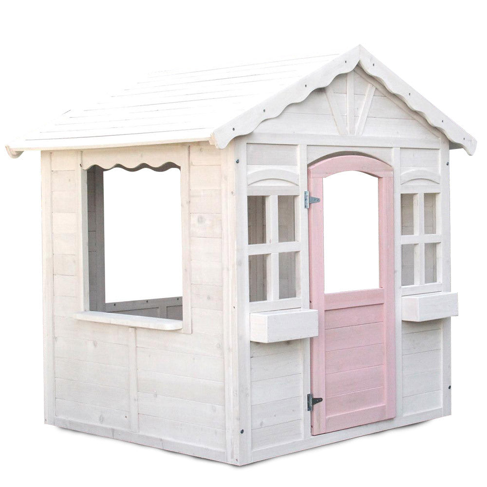 Rovo Kids Cottage Style Wooden Outdoor Cubby House - White
