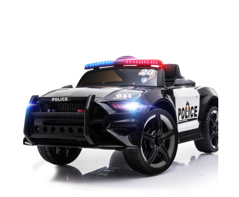 Rovo Kids Ride-On Police Patrol Car - Black with Free Customized Plate