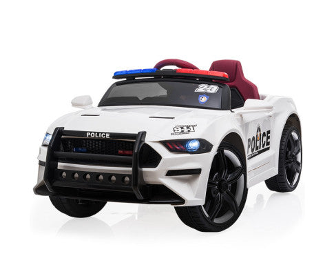 Rovo Kids Ride-On Car Patrol - White with Free Customized Plate