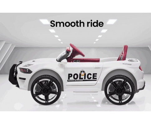 Rovo Kids Ride-On Car Patrol - White with Free Customized Plate