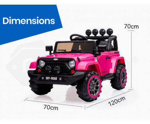 Rovo Kids Ride On Car 4WD Jeep Inspired - Pink with Free Customized Plate