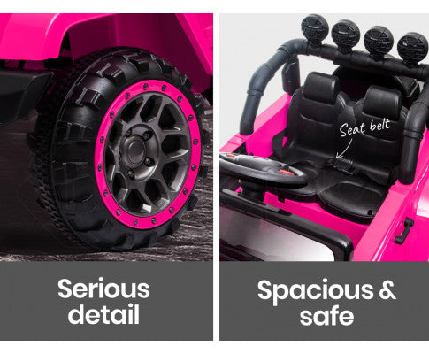 Rovo Kids Ride On Car 4WD Jeep Inspired - Pink with Free Customized Plate