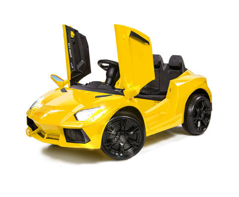 Rovo Kids Ride-On Car LAMBORGHINI Inspired - Yellow with Free Customized Plate