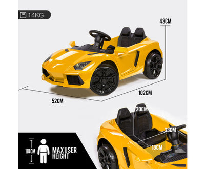 Rovo Kids Ride-On Car LAMBORGHINI Inspired - Yellow with Free Customized Plate