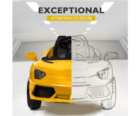 Rovo Kids Ride-On Car LAMBORGHINI Inspired - Yellow with Free Customized Plate