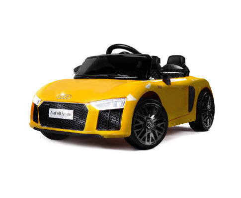 Rovo Kids Ride-On Car Licensed AUDI R8 SPYDER - Yellow with Free Customized Plate